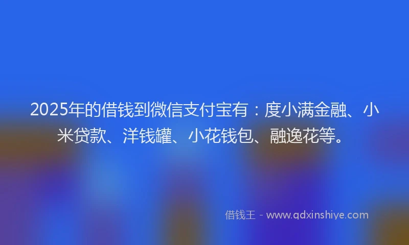 2025年的借钱到微信支付宝有：度小满金融、小米贷款、洋钱罐、小花钱包、融逸花等。