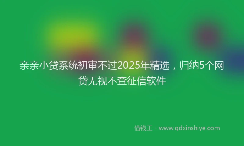 亲亲小贷系统初审不过2025年精选，归纳5个网贷无视不查征信软件