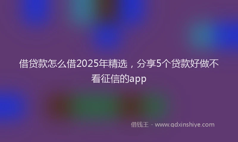 借贷款怎么借2025年精选，分享5个贷款好做不看征信的app