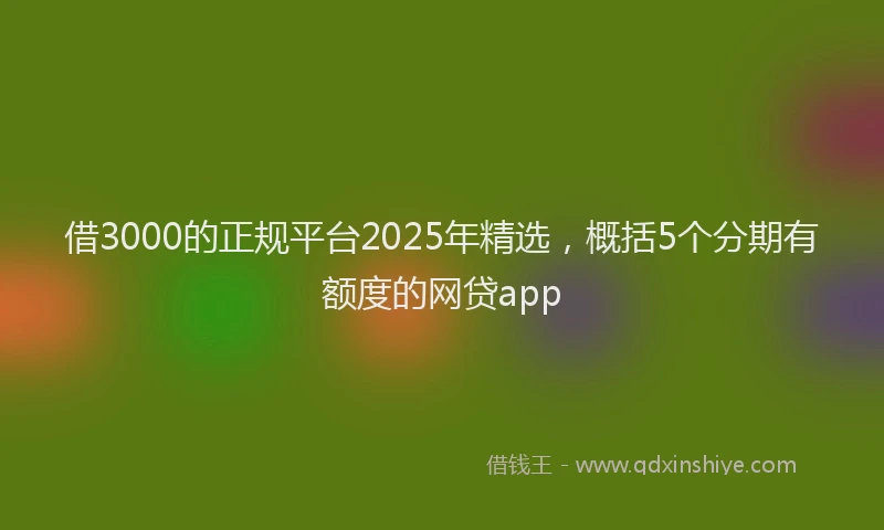 借3000的正规平台2025年精选，概括5个分期有额度的网贷app