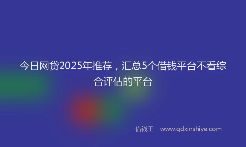 今日网贷2025年推荐，汇总5个借钱平台不看综合评估的平台