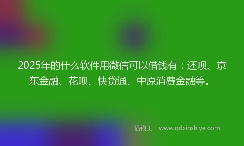 2025年的什么软件用微信可以借钱有：还呗、京东金融、花呗、快贷通、中原消费金融等。