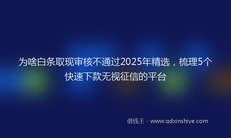 为啥白条取现审核不通过2025年精选，梳理5个快速下款无视征信的平台