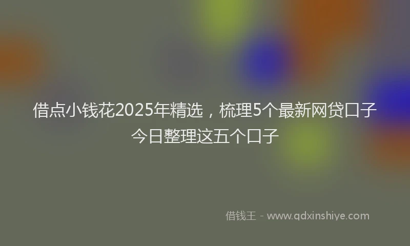 借点小钱花2025年精选，梳理5个最新网贷口子今日整理这五个口子