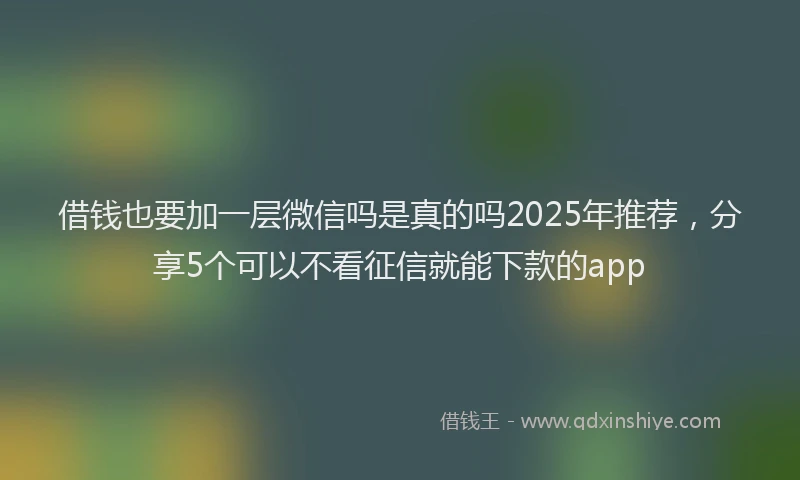 借钱也要加一层微信吗是真的吗2025年推荐，分享5个可以不看征信就能下款的app