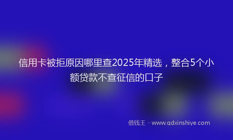 信用卡被拒原因哪里查2025年精选，整合5个小额贷款不查征信的口子