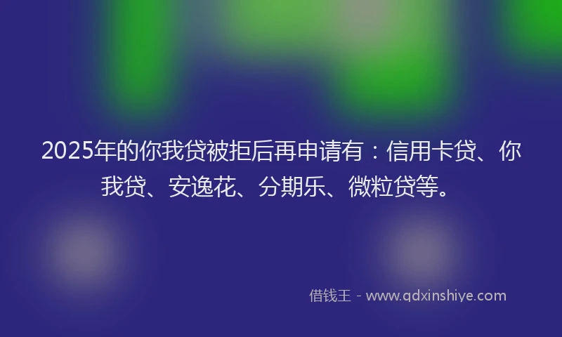 2025年的你我贷被拒后再申请有：信用卡贷、你我贷、安逸花、分期乐、微粒贷等。
