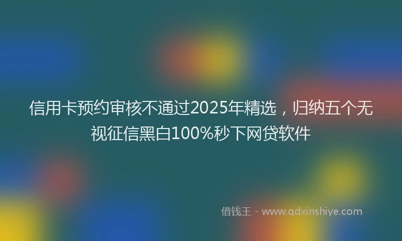 信用卡预约审核不通过2025年精选，归纳五个无视征信黑白100%秒下网贷软件