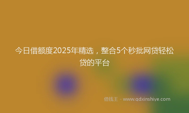 今日借额度2025年精选，整合5个秒批网贷轻松贷的平台