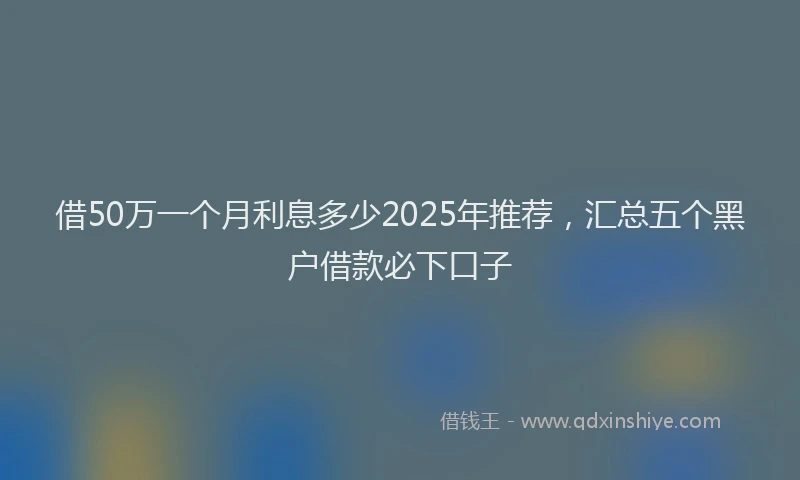 借50万一个月利息多少2025年推荐，汇总五个黑户借款必下口子