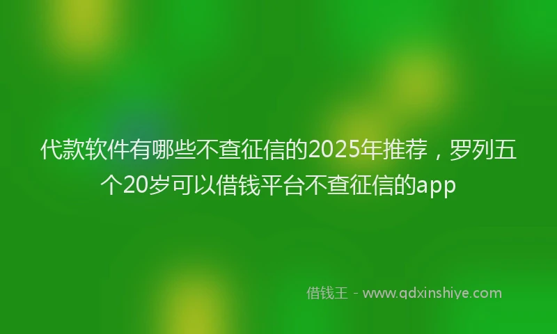 代款软件有哪些不查征信的2025年推荐，罗列五个20岁可以借钱平台不查征信的app