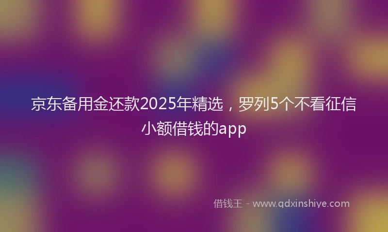 京东备用金还款2025年精选，罗列5个不看征信小额借钱的app