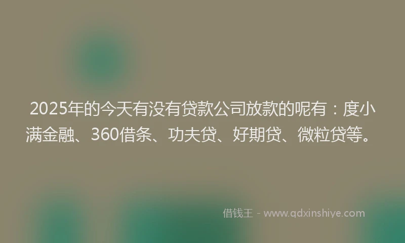 2025年的今天有没有贷款公司放款的呢有：度小满金融、360借条、功夫贷、好期贷、微粒贷等。