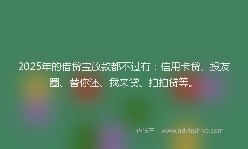2025年的借贷宝放款都不过有：信用卡贷、投友圈、替你还、我来贷、拍拍贷等。