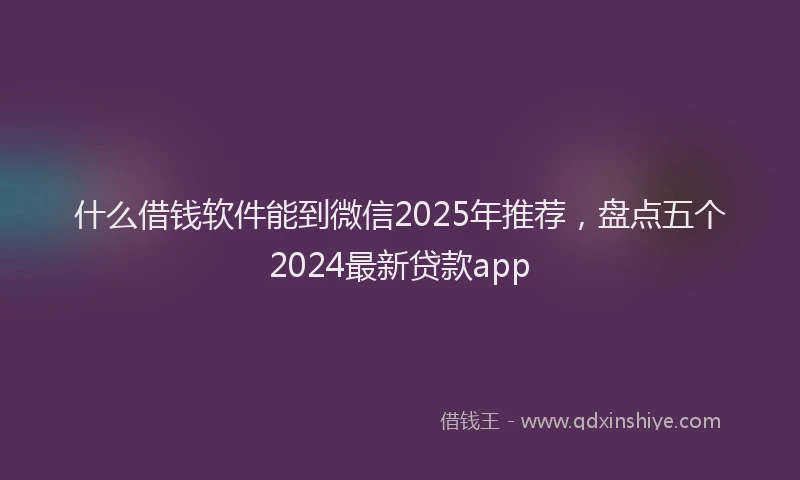什么借钱软件能到微信2025年推荐，盘点五个2024最新贷款app