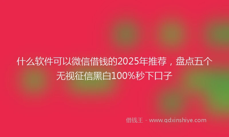 什么软件可以微信借钱的2025年推荐，盘点五个无视征信黑白100%秒下口子