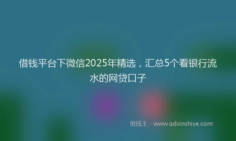 借钱平台下微信2025年精选，汇总5个看银行流水的网贷口子