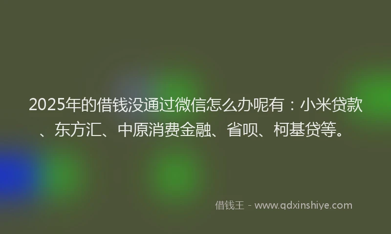 2025年的借钱没通过微信怎么办呢有：小米贷款、东方汇、中原消费金融、省呗、柯基贷等。