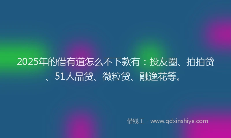 2025年的借有道怎么不下款有：投友圈、拍拍贷、51人品贷、微粒贷、融逸花等。