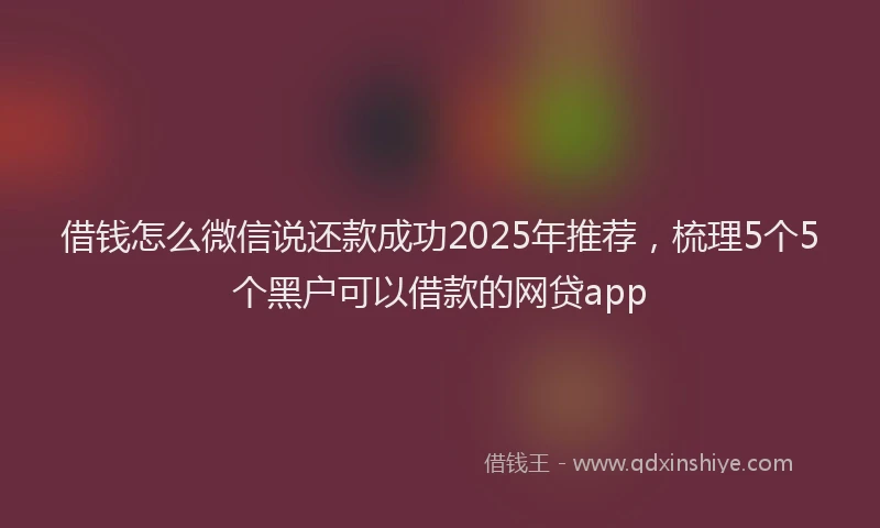 借钱怎么微信说还款成功2025年推荐，梳理5个5个黑户可以借款的网贷app