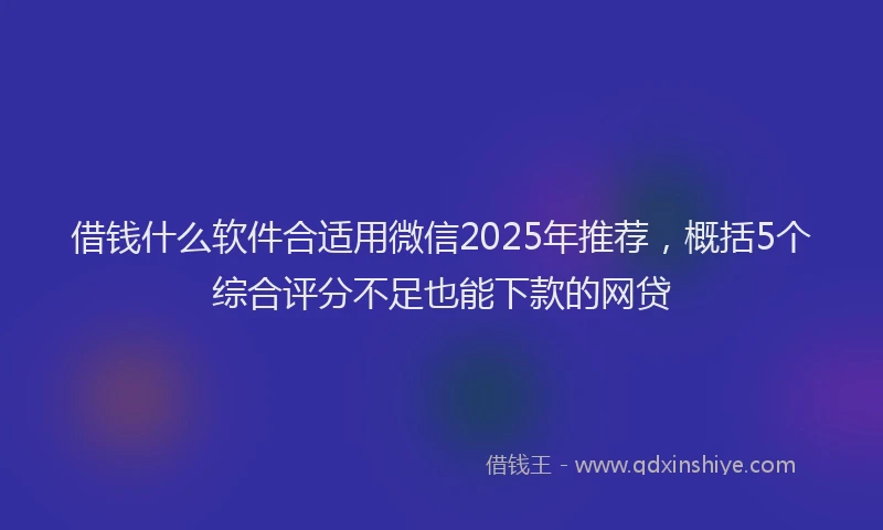 借钱什么软件合适用微信2025年推荐，概括5个综合评分不足也能下款的网贷