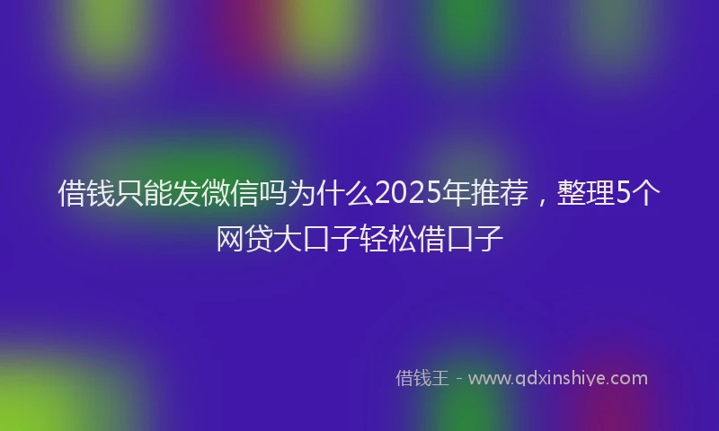 借钱只能发微信吗为什么2025年推荐，整理5个网贷大口子轻松借口子