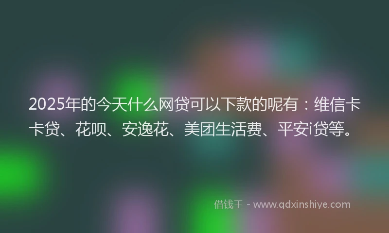 2025年的今天什么网贷可以下款的呢有：维信卡卡贷、花呗、安逸花、美团生活费、平安i贷等。