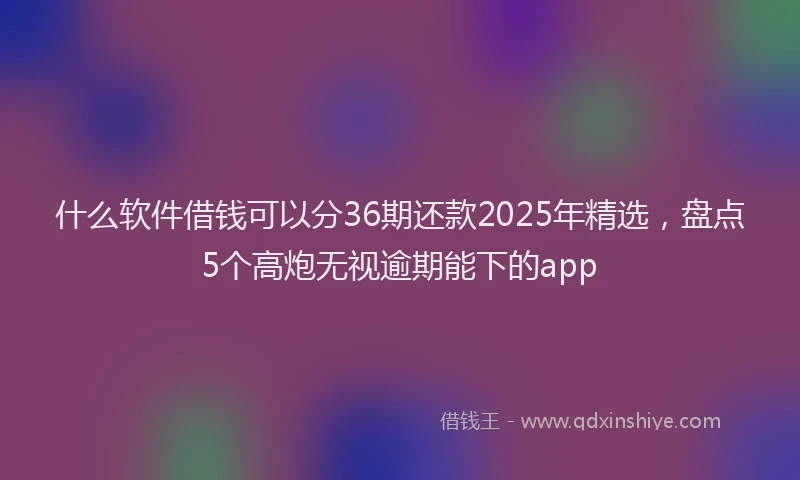 什么软件借钱可以分36期还款2025年精选，盘点5个高炮无视逾期能下的app