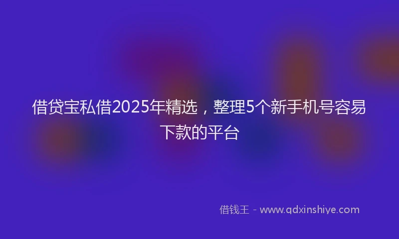 借贷宝私借2025年精选，整理5个新手机号容易下款的平台