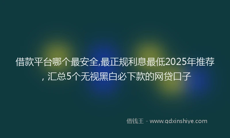 借款平台哪个最安全,最正规利息最低2025年推荐，汇总5个无视黑白必下款的网贷口子