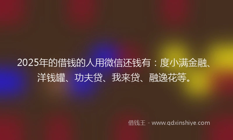 2025年的借钱的人用微信还钱有：度小满金融、洋钱罐、功夫贷、我来贷、融逸花等。