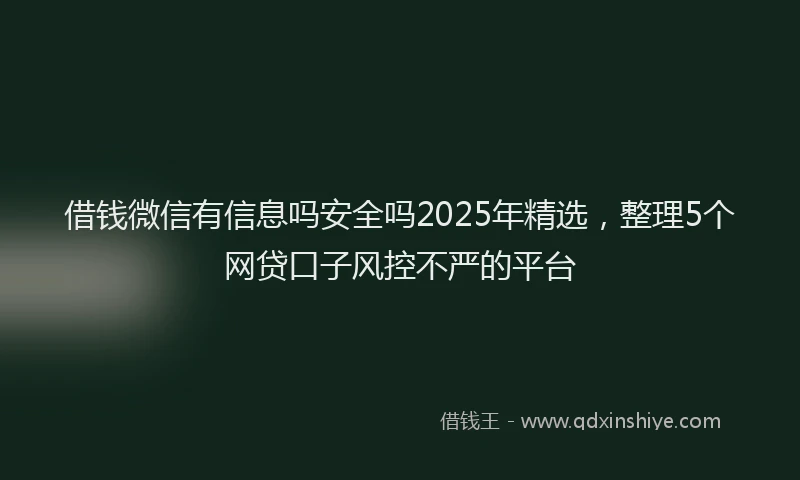 借钱微信有信息吗安全吗2025年精选，整理5个网贷口子风控不严的平台