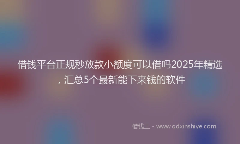 借钱平台正规秒放款小额度可以借吗2025年精选，汇总5个最新能下来钱的软件
