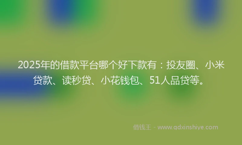 2025年的借款平台哪个好下款有：投友圈、小米贷款、读秒贷、小花钱包、51人品贷等。