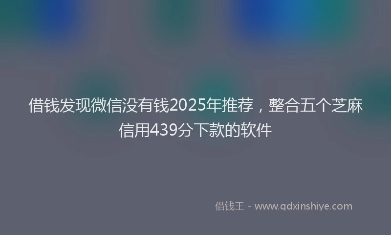借钱发现微信没有钱2025年推荐，整合五个芝麻信用439分下款的软件