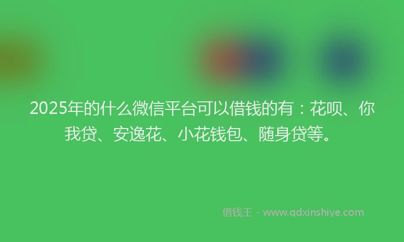 2025年的什么微信平台可以借钱的有：花呗、你我贷、安逸花、小花钱包、随身贷等。