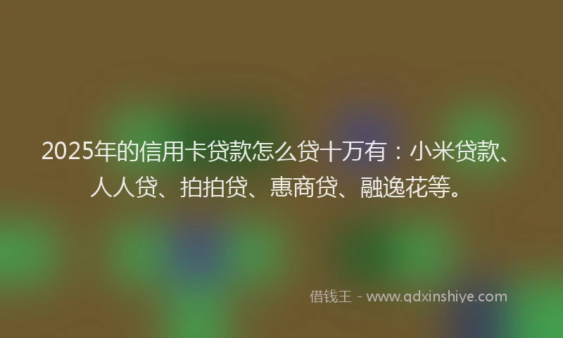 2025年的信用卡贷款怎么贷十万有：小米贷款、人人贷、拍拍贷、惠商贷、融逸花等。