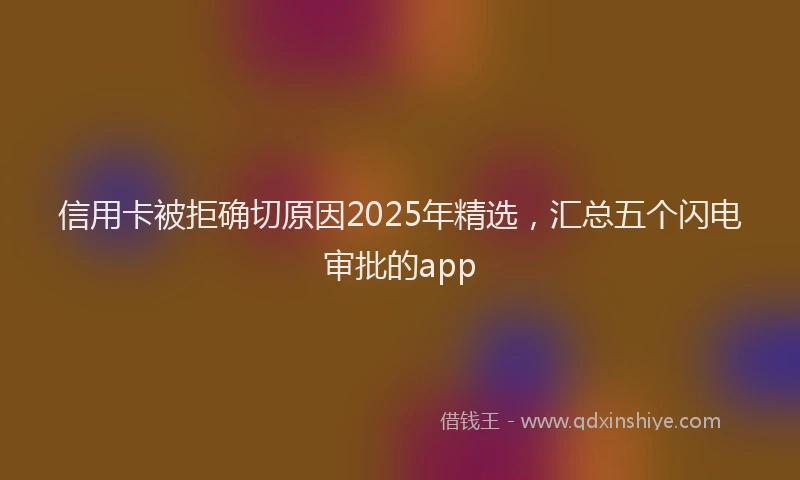 信用卡被拒确切原因2025年精选，汇总五个闪电审批的app