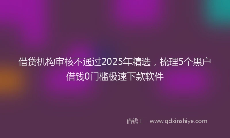 借贷机构审核不通过2025年精选，梳理5个黑户借钱0门槛极速下款软件