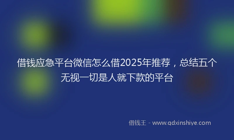 借钱应急平台微信怎么借2025年推荐，总结五个无视一切是人就下款的平台