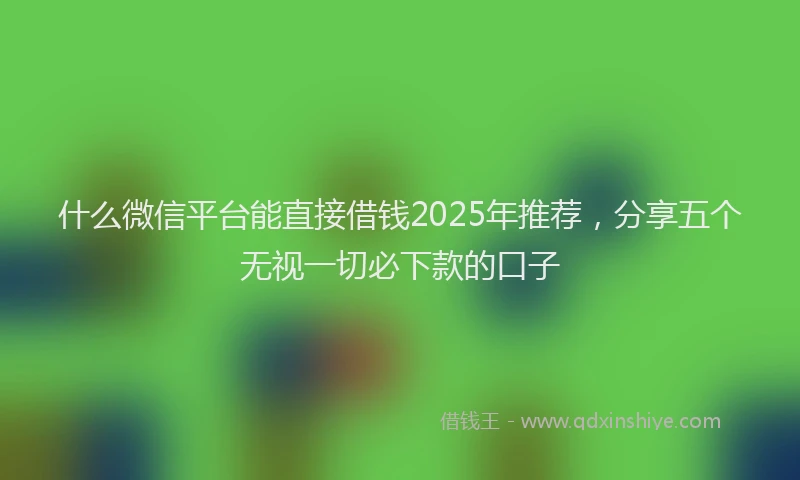 什么微信平台能直接借钱2025年推荐，分享五个无视一切必下款的口子
