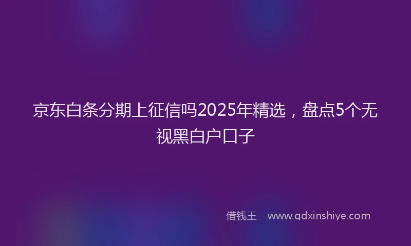 京东白条分期上征信吗2025年精选，盘点5个无视黑白户口子