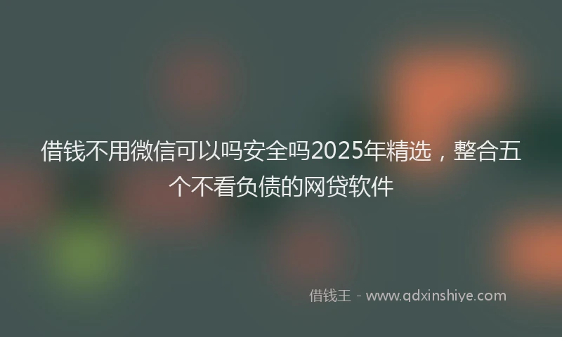 借钱不用微信可以吗安全吗2025年精选，整合五个不看负债的网贷软件