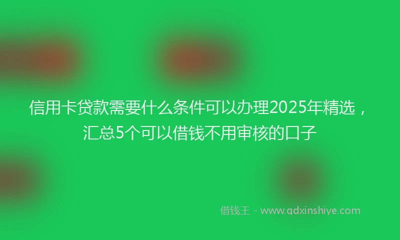 信用卡贷款需要什么条件可以办理2025年精选，汇总5个可以借钱不用审核的口子