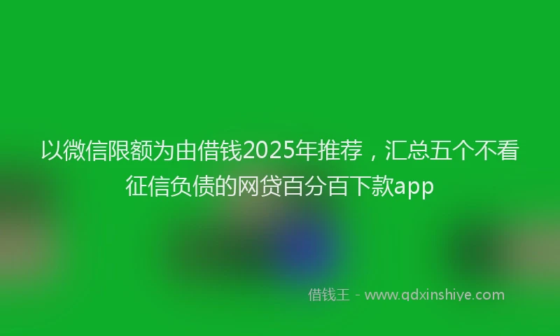 以微信限额为由借钱2025年推荐，汇总五个不看征信负债的网贷百分百下款app