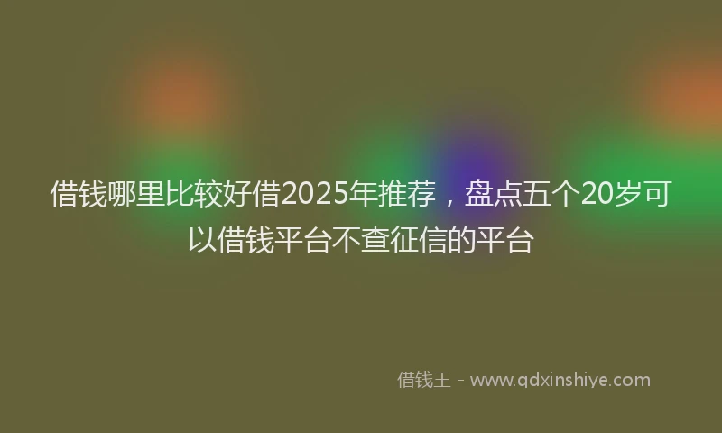 借钱哪里比较好借2025年推荐，盘点五个20岁可以借钱平台不查征信的平台