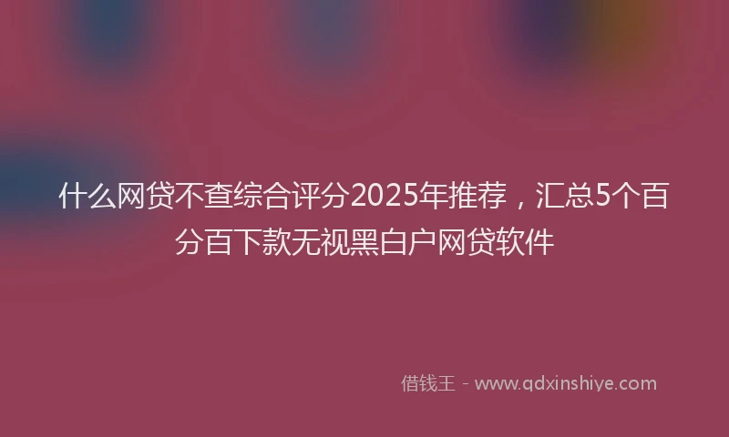 什么网贷不查综合评分2025年推荐，汇总5个百分百下款无视黑白户网贷软件