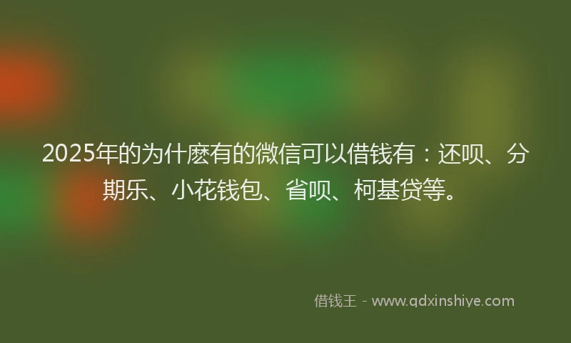 2025年的为什麽有的微信可以借钱有：还呗、分期乐、小花钱包、省呗、柯基贷等。