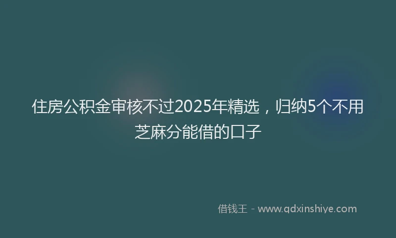 住房公积金审核不过2025年精选，归纳5个不用芝麻分能借的口子