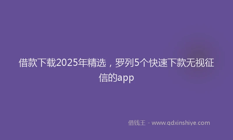 借款下载2025年精选，罗列5个快速下款无视征信的app